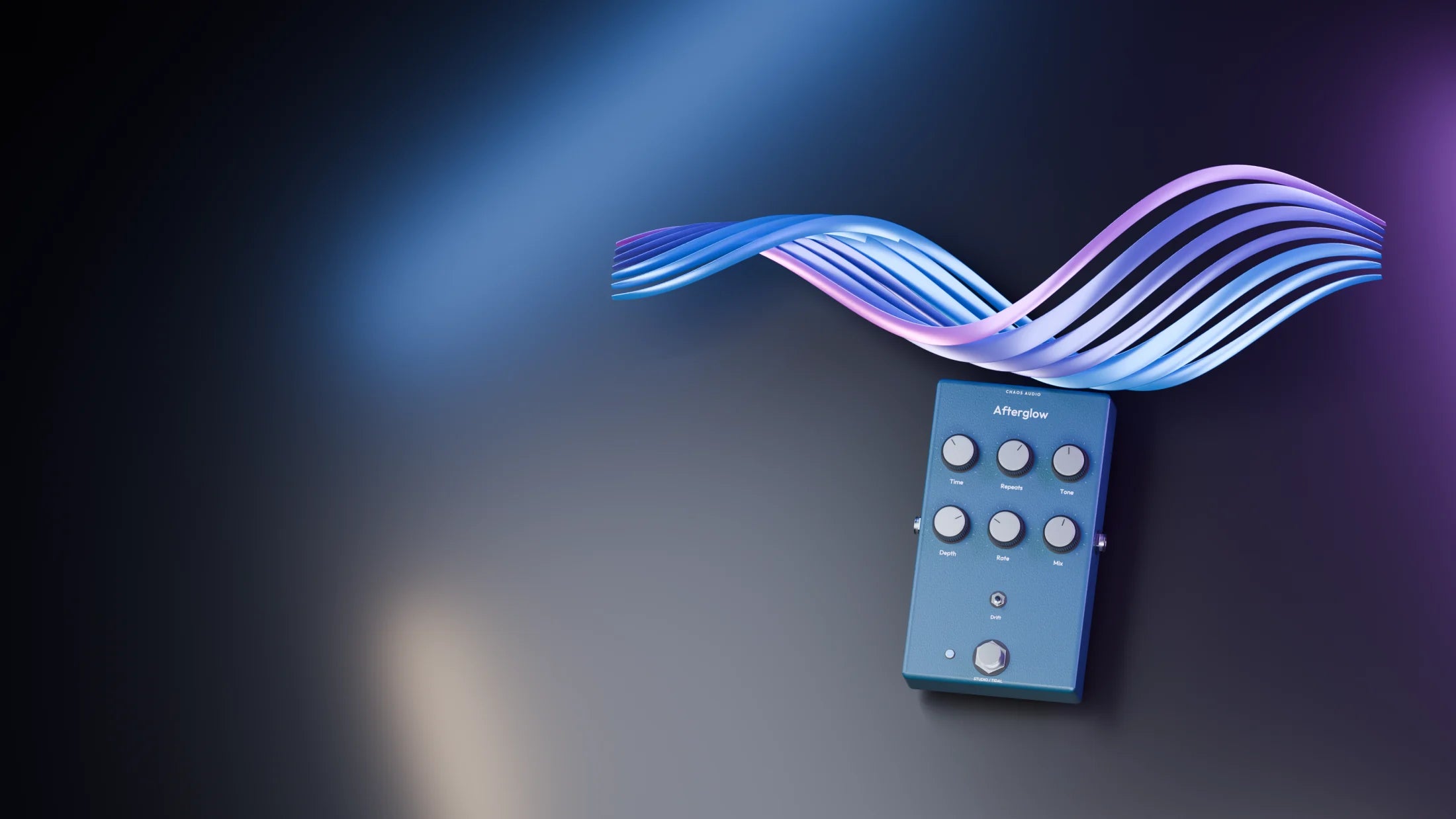 An illustrated Afterglow effect with a flowing ribbon of sound.