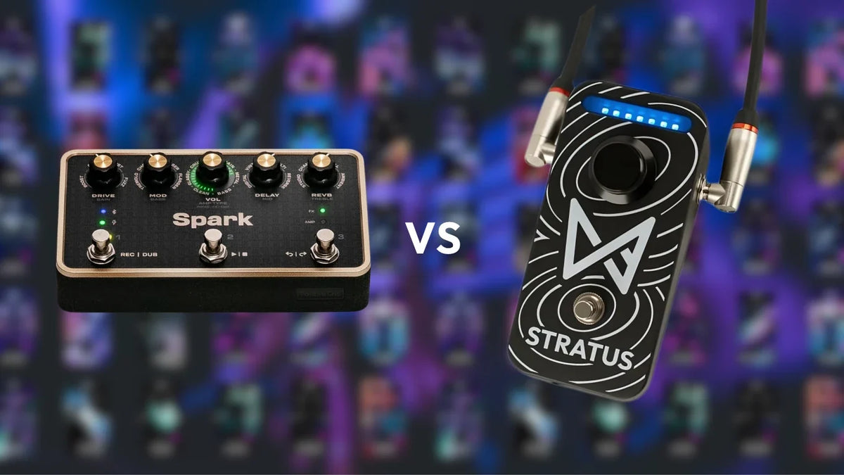 Positive Grid Spark PEDAL and Chaos Audio Stratus side by side